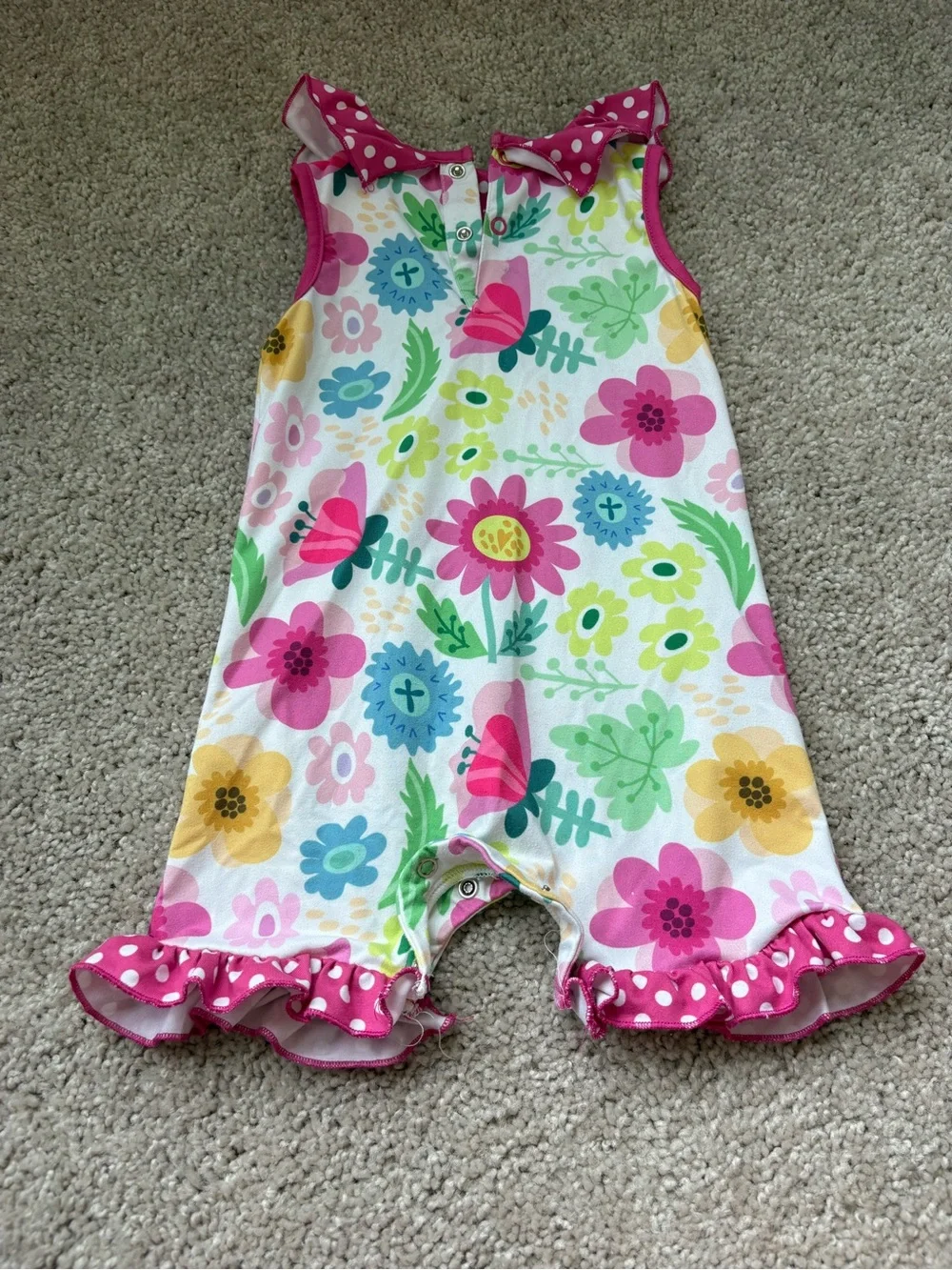 Penelope Plumm Toddler Floral Ruffle Romper - Pink Multi
